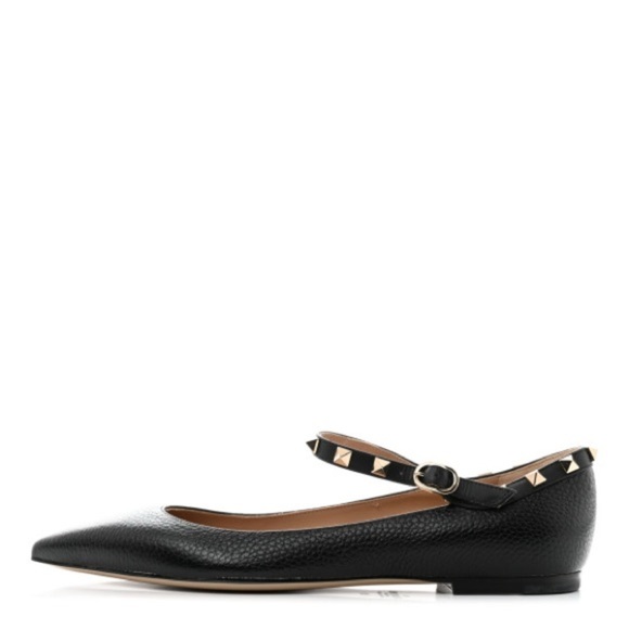 Valentino Garavani Shoes - Black Studded Women's Flats